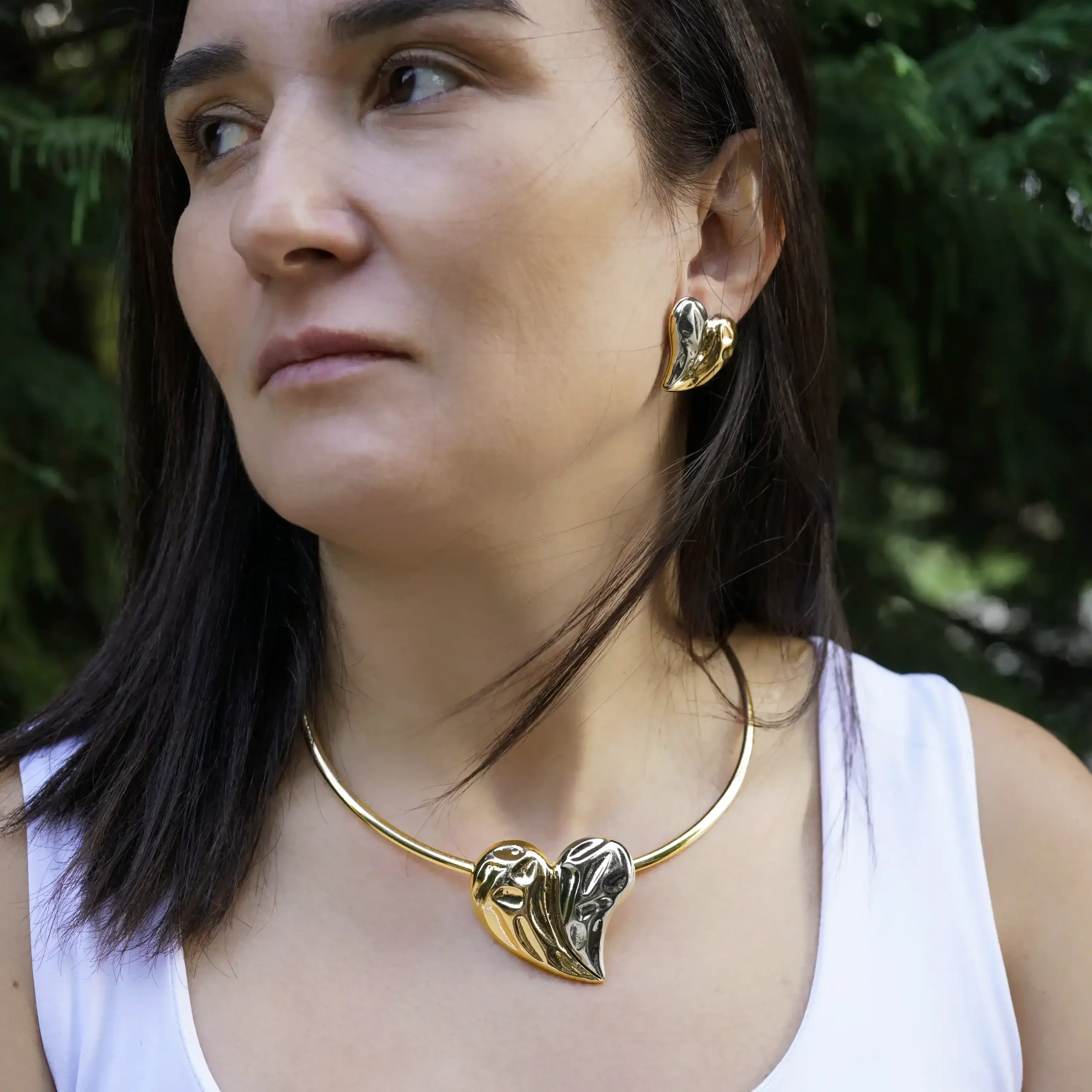 Dual Heart Kolye Küpe Set - Görsel 3