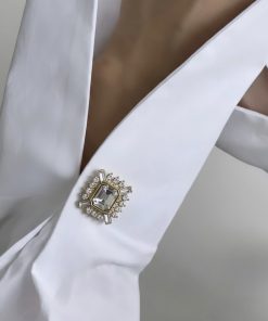 Baget Taşlı Düğme Broş