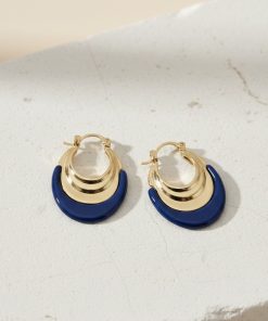 Blue Gold Halka Küpe