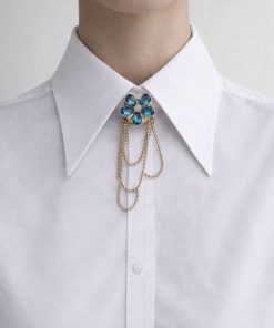 Alternative view of Mavi Çiçekli Sallantı Düğme Broş